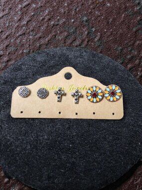 vintage new native american style 3 pair fashion  post earrings